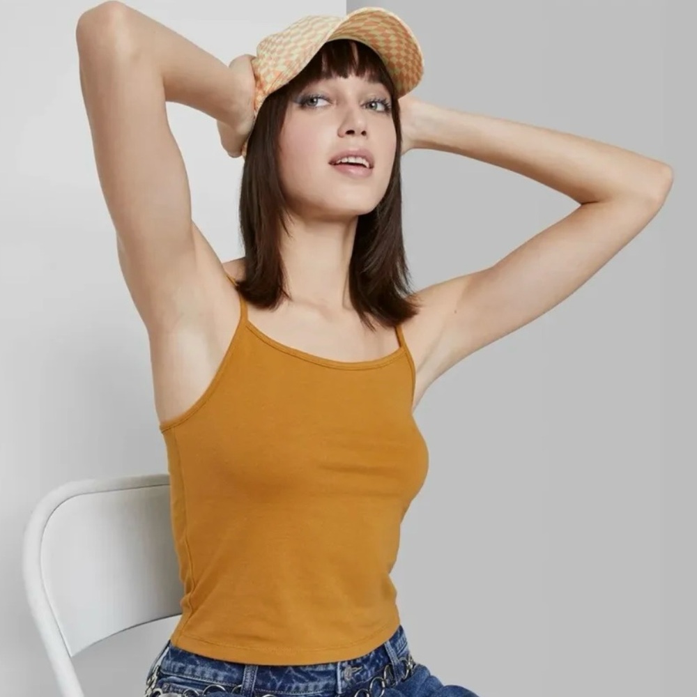 New Wild Fable Slim Fit Cropped Cami Tank Top Gold Women’s M L